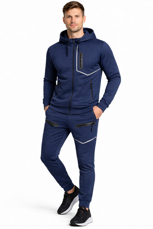 Men’s Hooded Tracksuit Set – Zip Pockets, Full-Zip Hoodie & Joggers