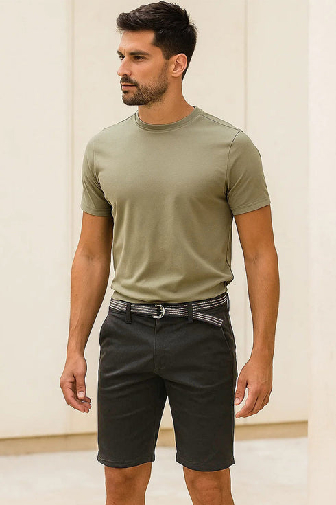 True Face Belted Chino Cotton Shorts