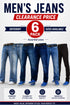 6 Pack Men’s Jeans Clearance Deal - From £7.49 Per Unit