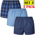 3 Pack Men's Check Woven Cotton Boxers