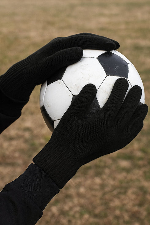 Kids Black Knit Winter Gloves 6 Pack – Warm, Stretchable, Unisex Cold Weather Handwear