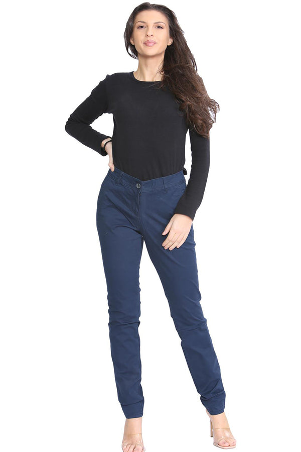 Women's Navy Slim Fit Chino - ST5
