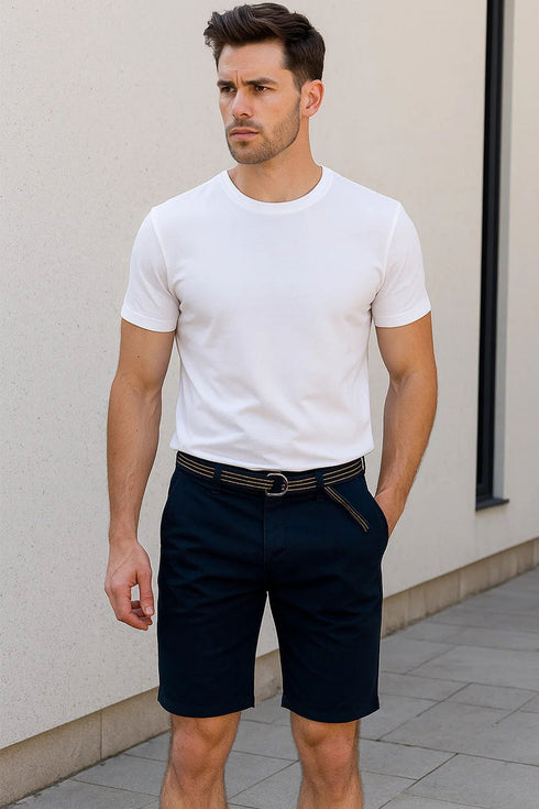 True Face Belted Chino Cotton Shorts