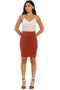 High-Waisted Rust Bodycon Pencil Skirt