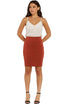 High-Waisted Rust Bodycon Pencil Skirt