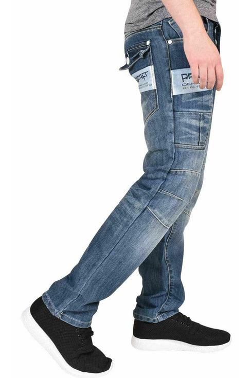 Mens Faded Zipped Denim Jeans - Big Sizes