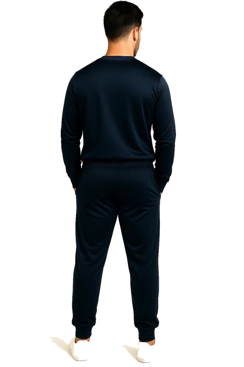 Men's Polyester Tracksuit Set – Plain Pullover Sweatshirt & Joggers