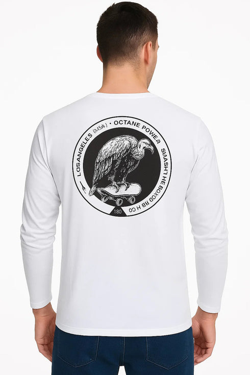 Skating Eagle Long Sleeve Cotton T-shirt - S/M