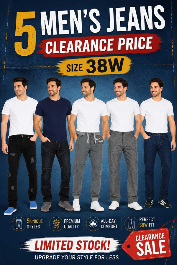 5 Men's Jeans Clearance Sale Size 38W - From £5.59 Per Unit
