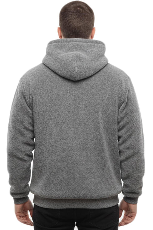 Men’s Quilted Fleece Jacket with Inner Pocket & Side Zipper – Warm Winter Hoodie with Inner Fleece Lining