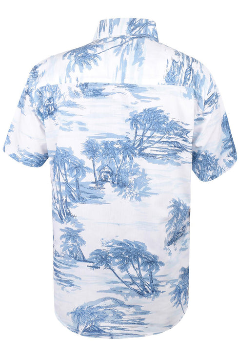 Mens White Beach Print Hawaiian Shirt