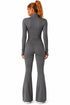Women’s Zip Up Active-wear Set with Flared Leggings