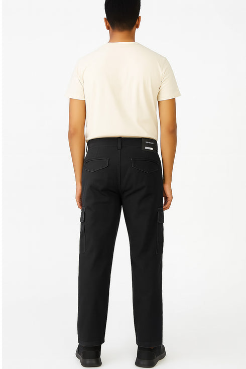 Men's Fire Trap Cargo Combat Trousers – Cotton Chino Denim-Style Work Pants with Pockets