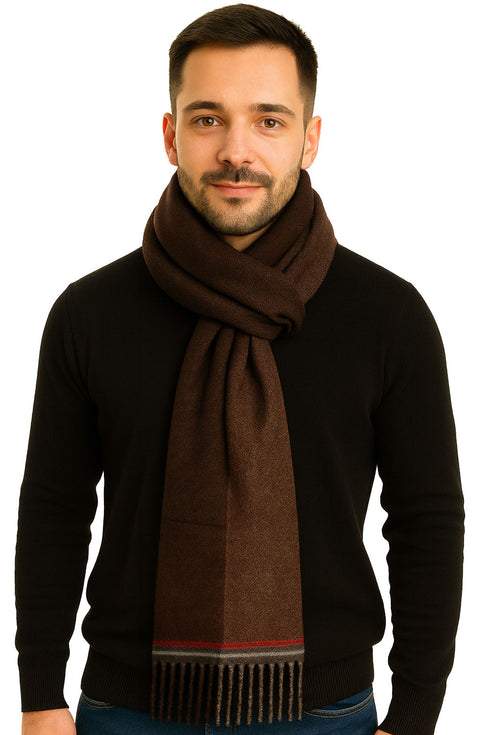 Unisex Wool Muffler – Check Pattern Knit Scarf for Cold Weather