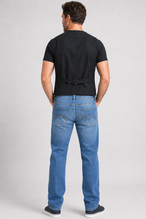 Men’s Faded Straight-Leg Denim Jeans