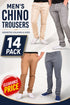 14 Pack Men’s Chino Trousers Assorted Colours & Sizes - From £5.71 Per Unit