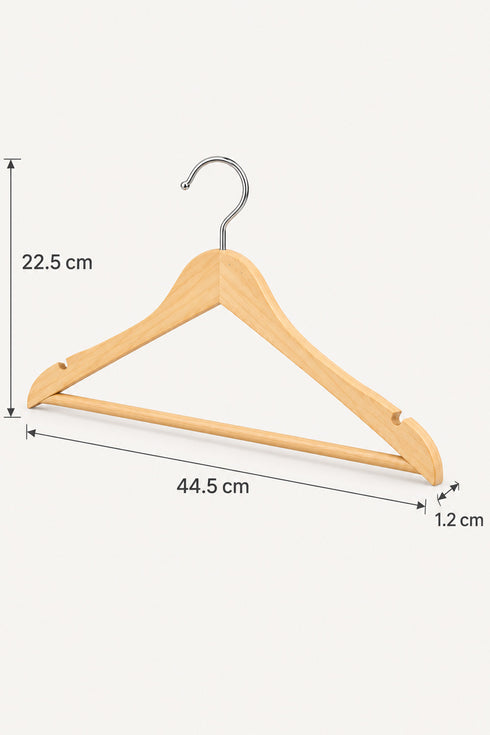 20 Pack Wooden Clothes Hangers with Chrome Hooks, Shoulder Notches and Trouser Bar