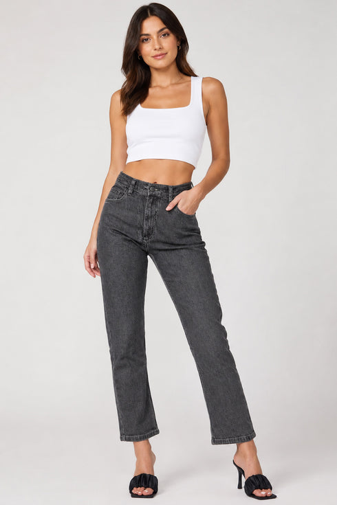 Women Plus Size High Waist Straight Leg Jeans