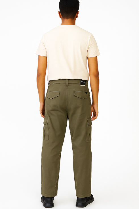 Men's Fire Trap Cargo Combat Trousers – Cotton Chino Denim-Style Work Pants with Pockets