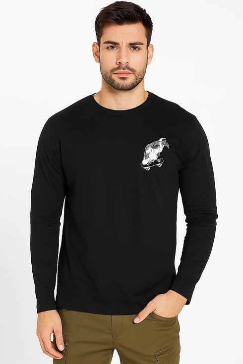 Skating Eagle Long Sleeve Cotton T-shirt - S/M