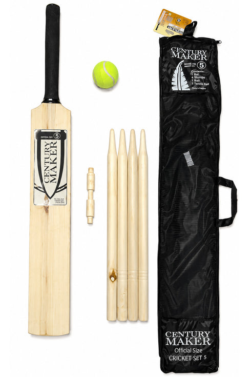 Kids Wooden Cricket & Baseball Set with Mesh Carry Bag