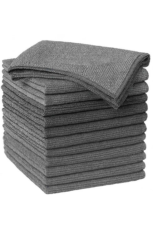 Grey Microfiber Cleaning Cloths – Super Soft, Lint-Free Towels for Car, Home & Kitchen | Reusable, Scratch-Free & Absorbent