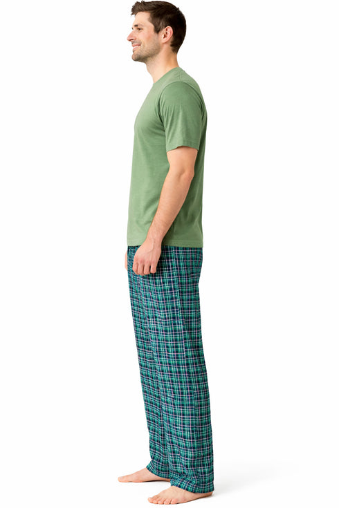 Mens Woven Lounge Polycotton T-Shirt Pajama Set
