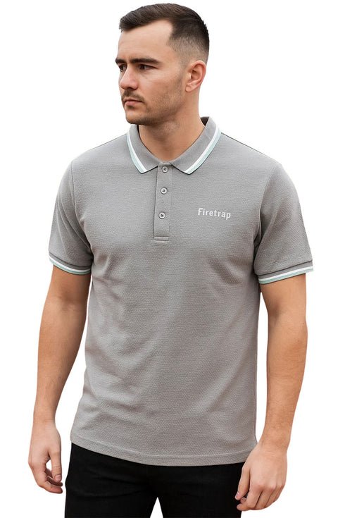 Mens Plain Polo T-Shirt – Firetrap Short Sleeve Pique Golf Casual Tee