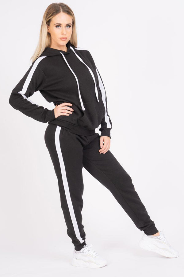Women’s Black Tracksuit with White Side Stripes