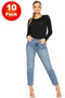 10 Pack Women's Slim Fit Mid Rise Denim Jeans