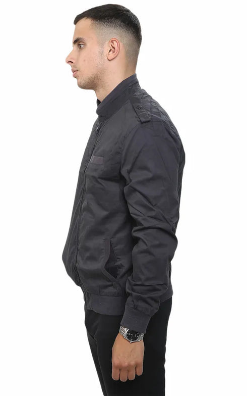 Mens Dark Grey Zip Up London Jacket
