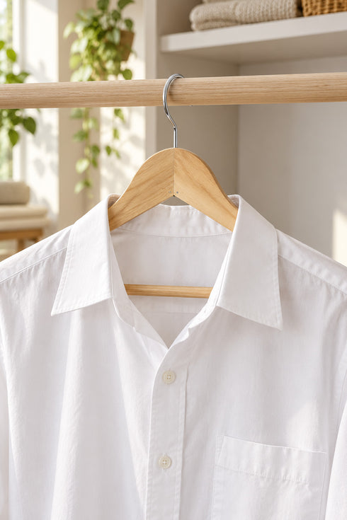 20 Pack Wooden Clothes Hangers with Chrome Hooks, Shoulder Notches and Trouser Bar
