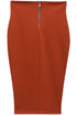 High-Waisted Rust Bodycon Pencil Skirt