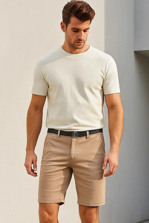 True Face Belted Chino Cotton Shorts