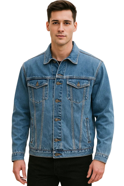 Mens Casual Denim Jacket Long Sleeve