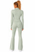 Women’s Zip Up Active-wear Set with Flared Leggings