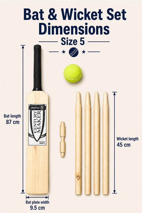 Kids Wooden Cricket & Baseball Set with Mesh Carry Bag