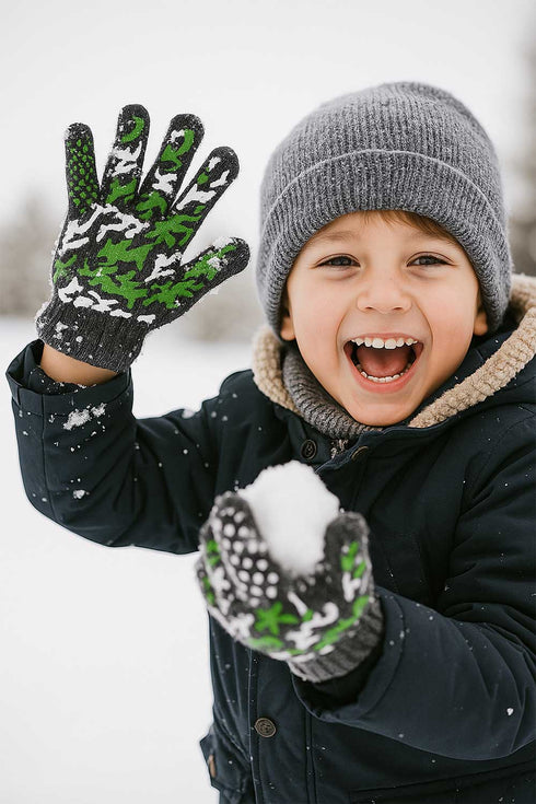 Kids Camouflage Grip Gloves 3 & 6 Packs – Assorted Colors | Durable Knitted Anti-Slip Gloves