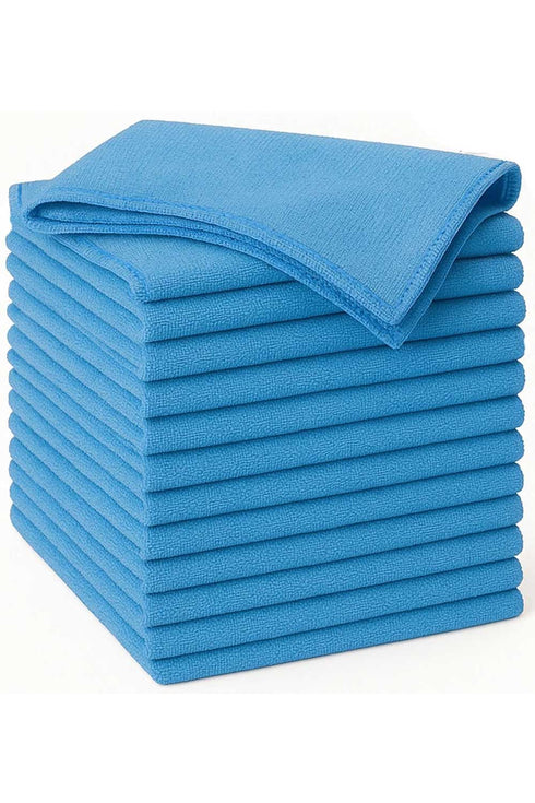 Blue Microfiber Cleaning Cloths – Ultra Soft, Lint-Free Towels for Car, Home & Kitchen | Reusable, Streak-Free & Super Absorbent