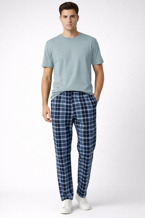 Men's Plaid Pajama Set – Short Sleeve T-Shirt & Lounge Pants