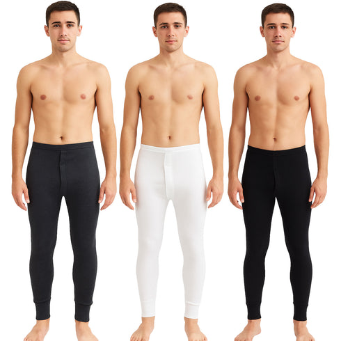3 Pack Mens Long Johns Thermal Trousers