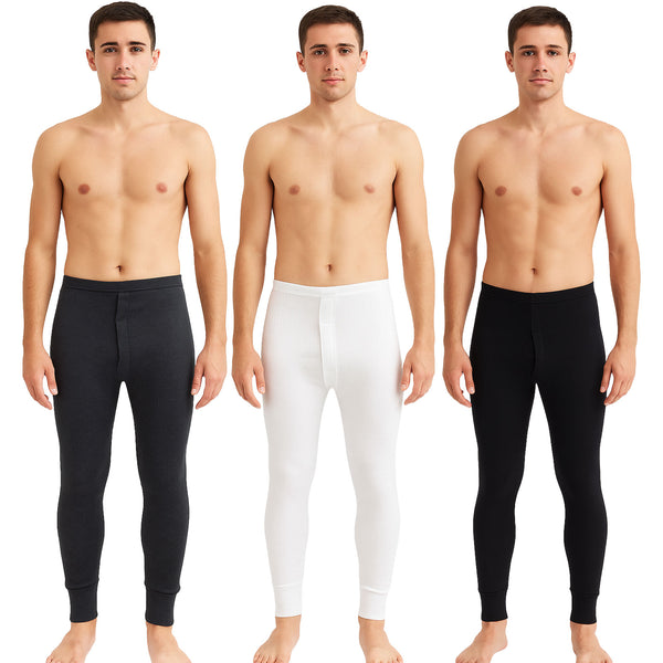 3 Pack Mens Long Johns Thermal Trousers