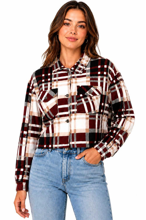 Ladies Collar Checked Jacket