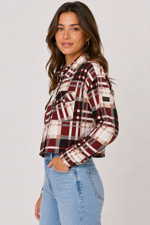 Ladies Collar Checked Jacket
