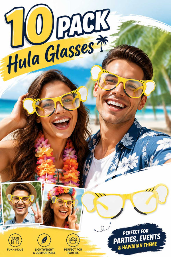 10 Pack Neon Summer Fancy Hula Glasses