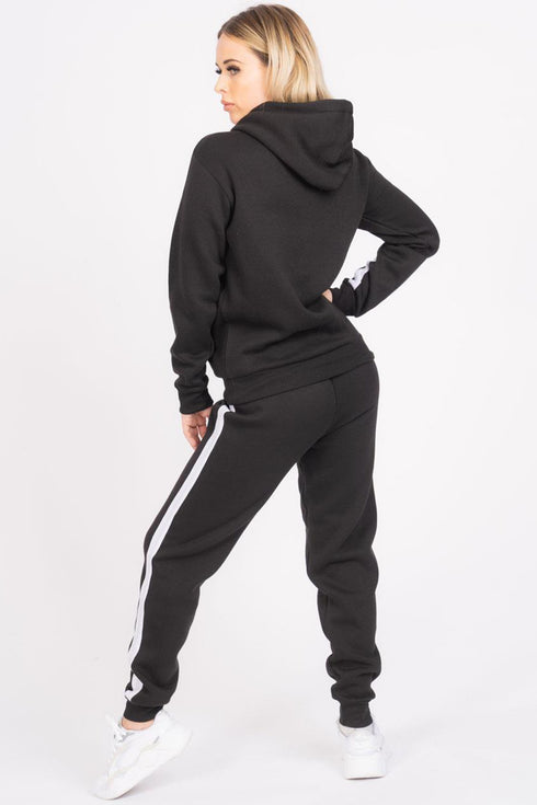 Women’s Black Tracksuit with White Side Stripes