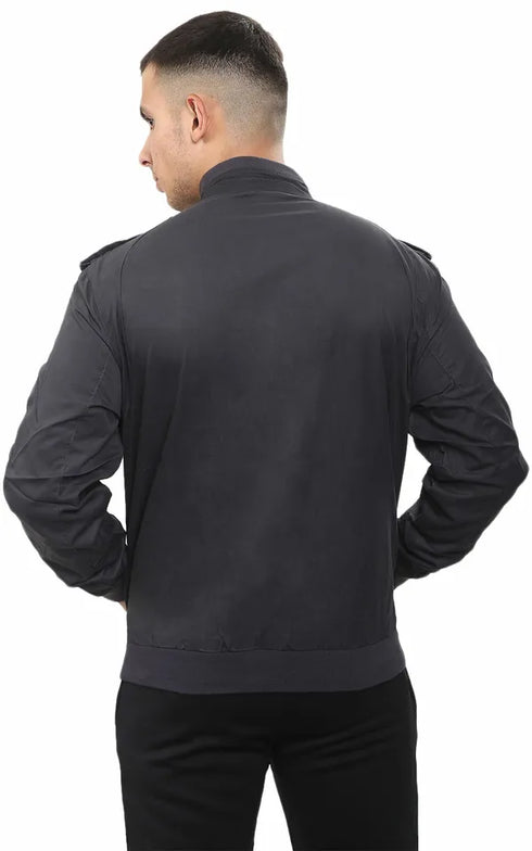 Mens Dark Grey Zip Up London Jacket