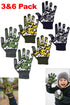Kids Camouflage Grip Gloves 3 & 6 Packs – Assorted Colors | Durable Knitted Anti-Slip Gloves