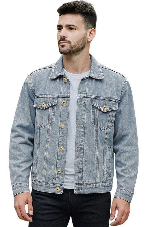 Mens Casual Denim Jacket Long Sleeve