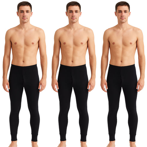 3 Pack Mens Long Johns Thermal Trousers
